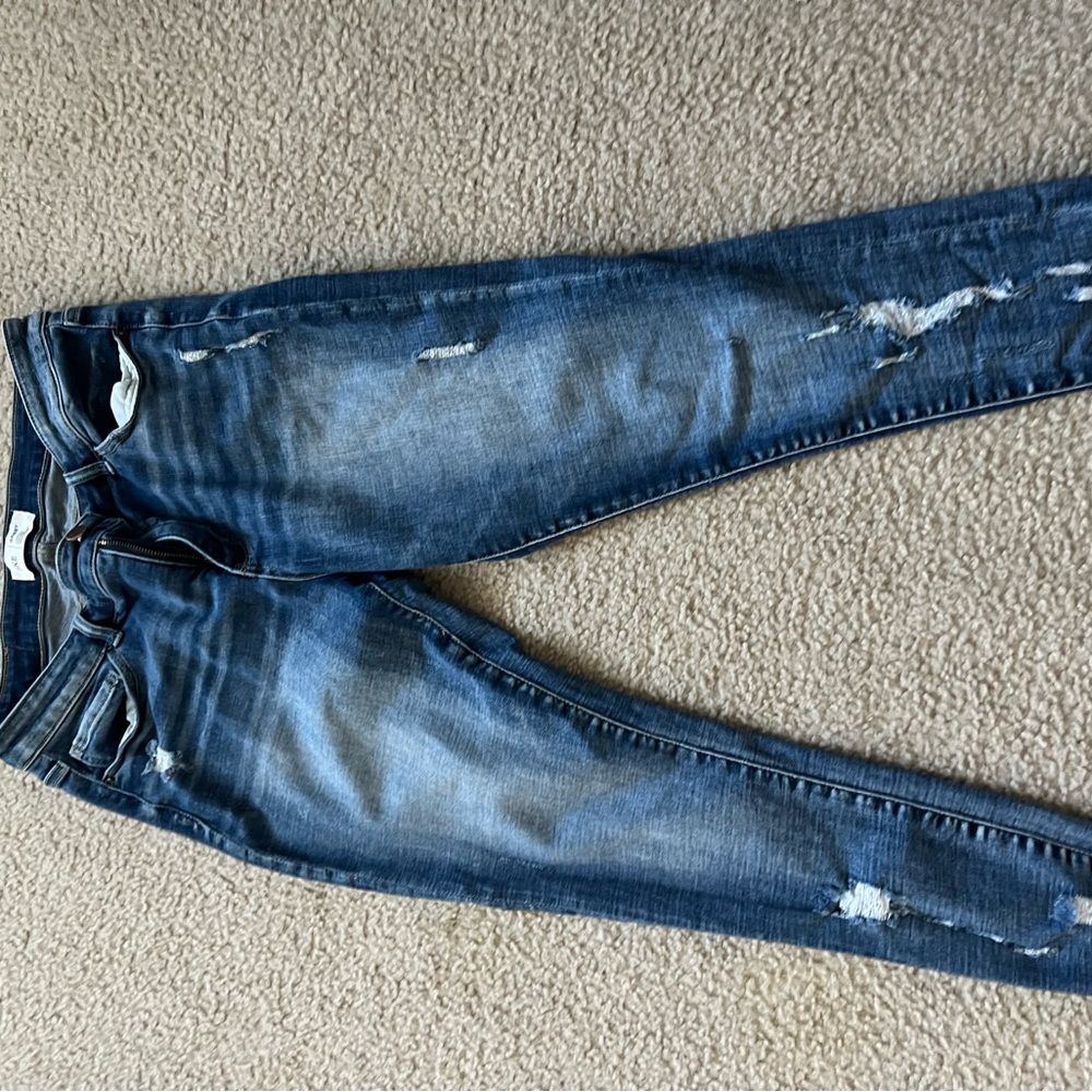 BKE Blue Skinny Jeans with Distressed Details